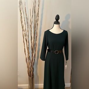 Calvin Klein Women’s Belted Midi Dress Size 10 in Green